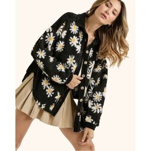 J. NNA Floral Jacket Coat Women's Size Small Sunflower Black